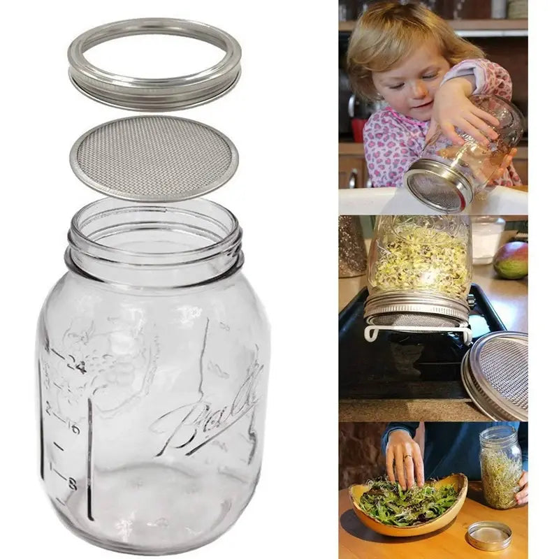 Stainless Steel Sprouting Jar Lid x 4