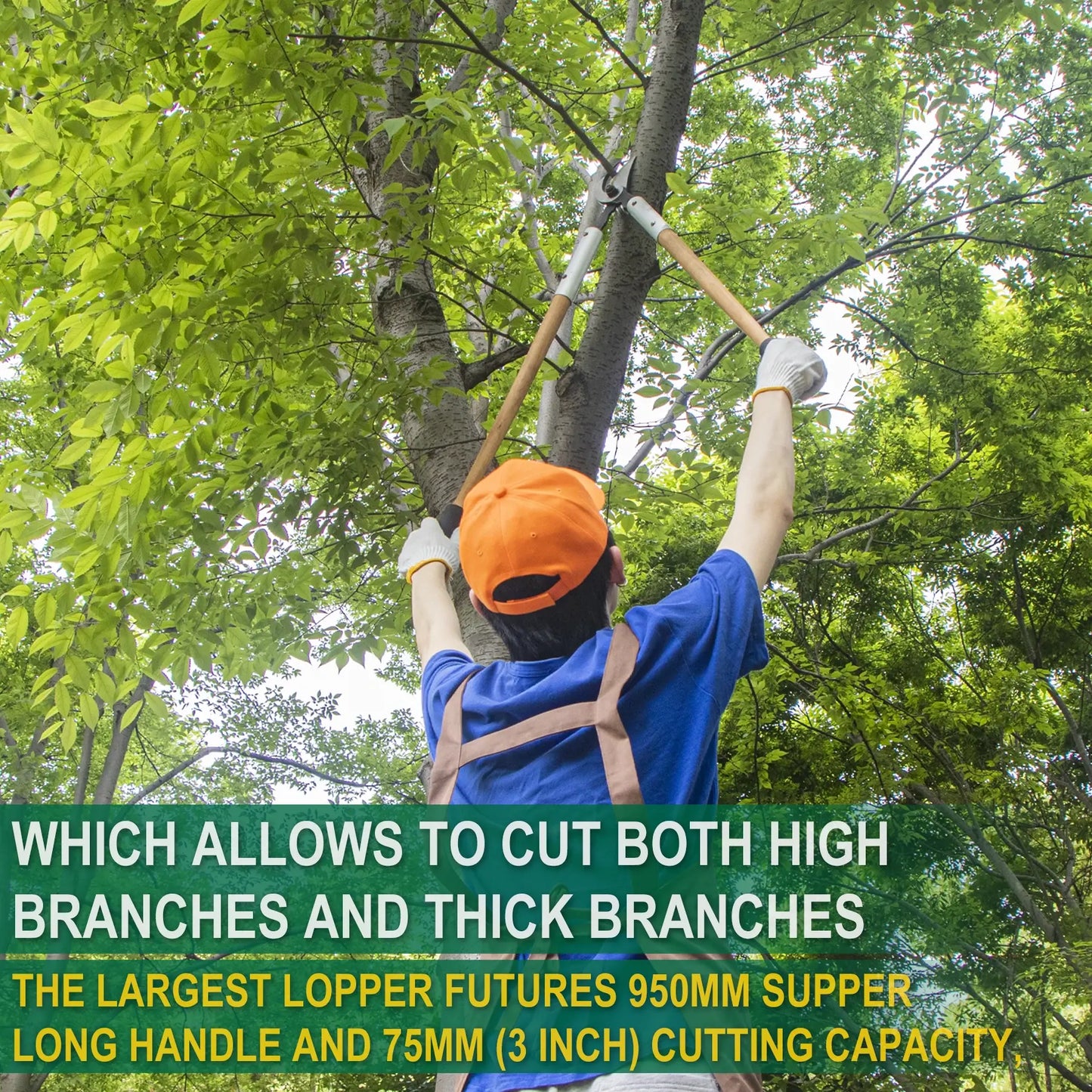 Wood Handle Long Pruner Garden Branch Pruning Shears Loppers Tools Anti-Slip Grip Hand Tools Gardening Fruit Tree Scissors