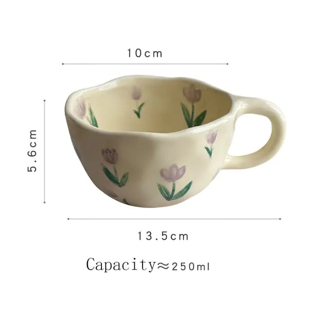 Retro Hand-Painted Floral Mug