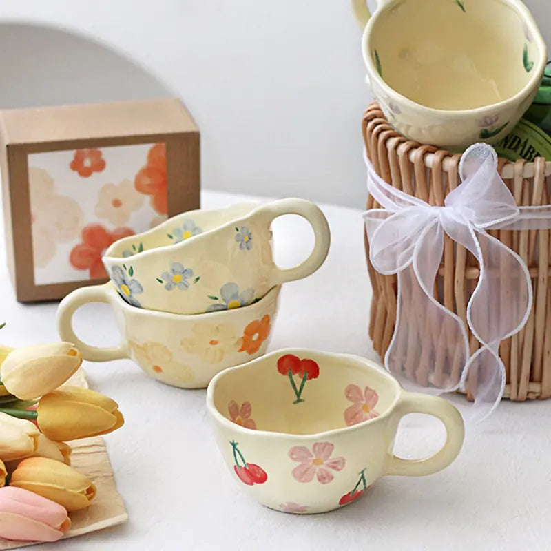 Retro Hand-Painted Floral Mug