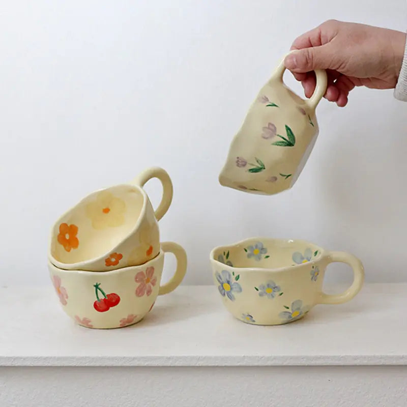 Retro Hand-Painted Floral Mug