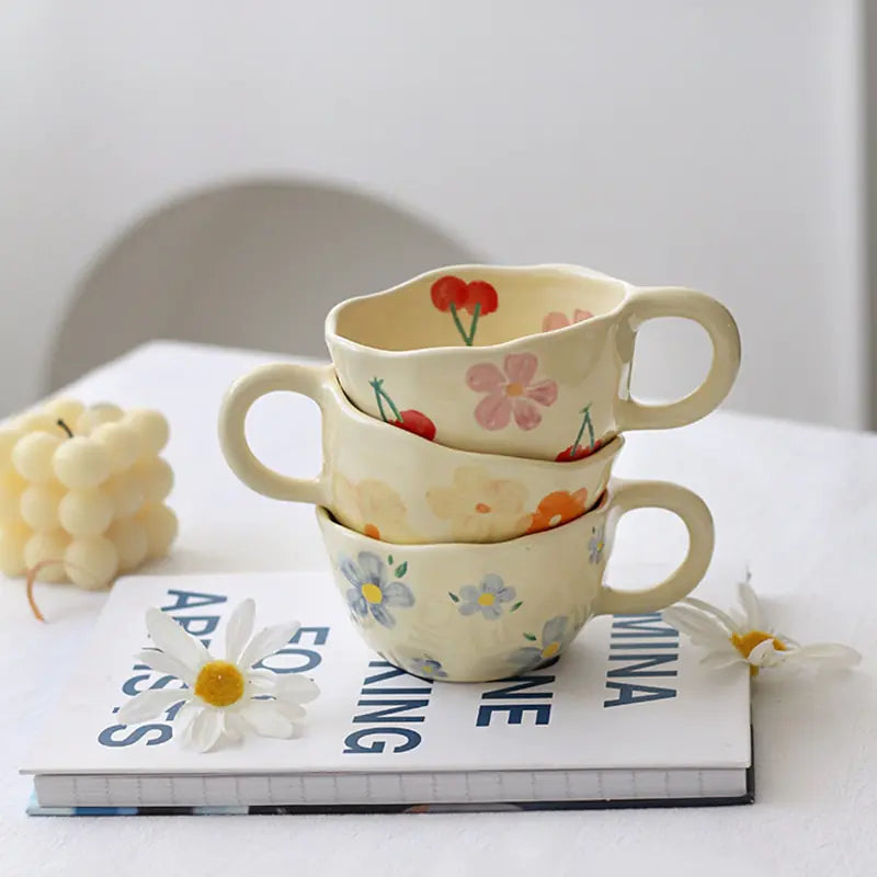Retro Hand-Painted Floral Mug