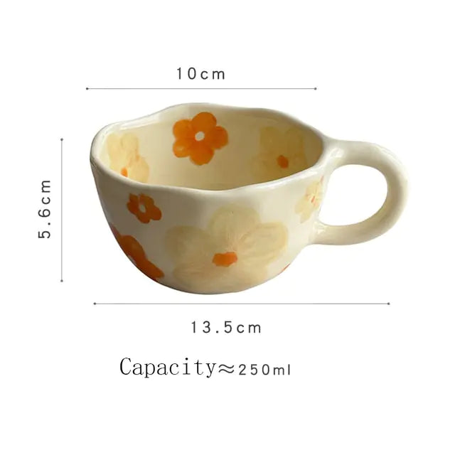 Retro Hand-Painted Floral Mug