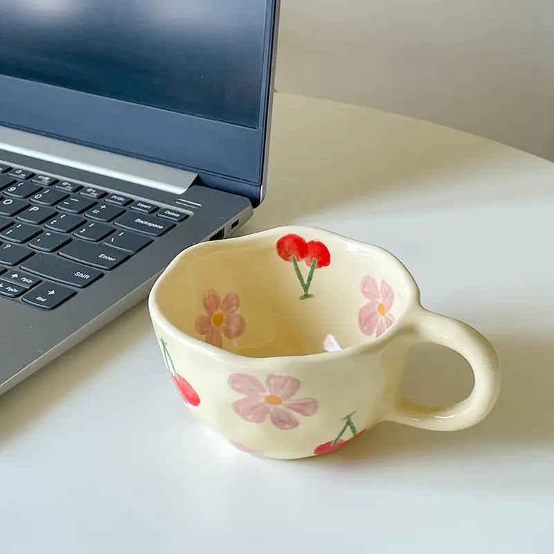 Retro Hand-Painted Floral Mug