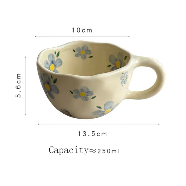Retro Hand-Painted Floral Mug
