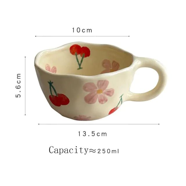 Retro Hand-Painted Floral Mug